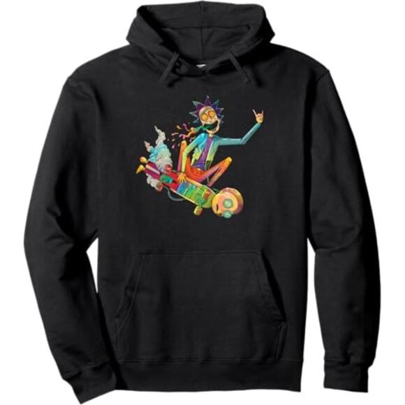 Rick and Morty Psychedelic Rick with Skateboard Morty Pullover Hoodie - Picture 1 of 1